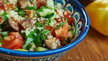 Grilled aubergine tabbouleh