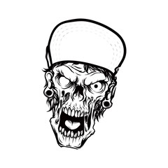 head skeleton wearing cap