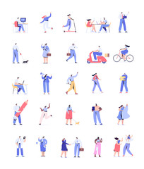 Flat vector people set. Simple design cartoon people isolated on white background