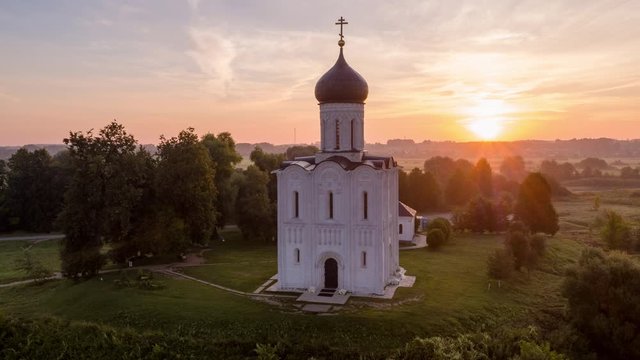 Aerial view of Church of the Intercession on the River Nerl