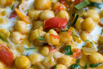 vegan curry with chickpeas closeup