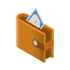 Banking & finance, Money wallet, Isometric 3D icon.