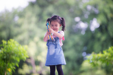 Little children are having fun learning new things. Children in kindergarten age