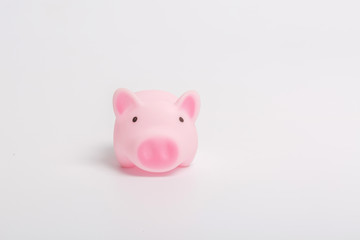 Cute little pink pig ornament on white background
