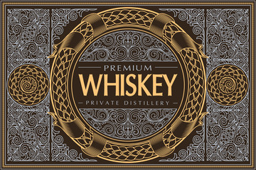 Whiskey - ornate vintage decorative label