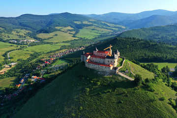 Aerial view of Krasna Horka castle in Slovakia