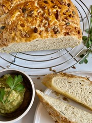 aubergine dip with home made bread 