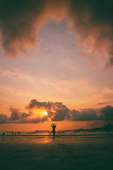sunset at selong belanak beach , lombok , indonesia. one of the best sunset spot in lombok island.