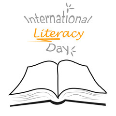international literacy day symbol on book.vector illustration.