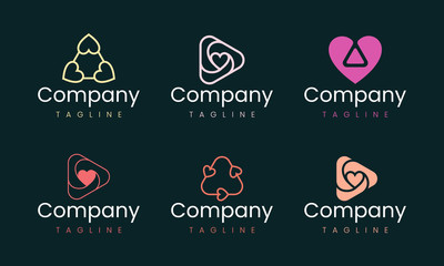 Heart shape abstract logo design template. Set of graphic elements, suitable for any business brand that represents love and feelings
