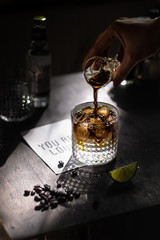 Espresso tonic with slice of lime 