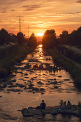 Freiburg im Breisgau, River Dreisam, Sunset