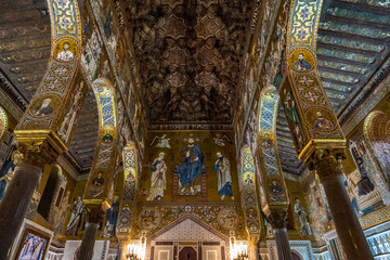 Fototapeta na wymiar Interior of the Palatine Chapel of Palermo, Sicily, Italy