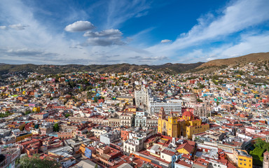 Fototapeta na wymiar Panoramic view of Guanajuato, Mexico. UNESCO World Heritage Site.