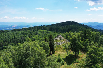 Fototapeta na wymiar Aerial view of Rohacka peak near Margecany village in Slovakia