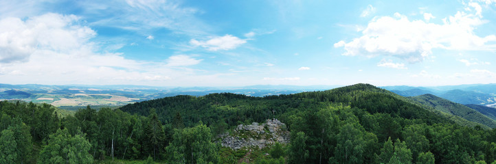 Fototapeta na wymiar Aerial view of Rohacka peak near Margecany village in Slovakia