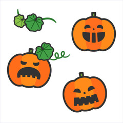 Halloween Jack-O-Lantern Various Face Set / With Lines