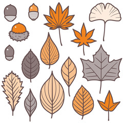 Autumn Leaves and Acorns Set / 2 Colors