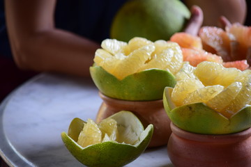 Pomelo from Thailand is sweet and sweet to eat.