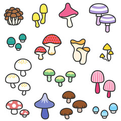 A variety of fancy mushrooms / With Lines