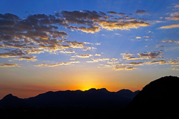 Sunset behind the mountains, Rio de Janeiro