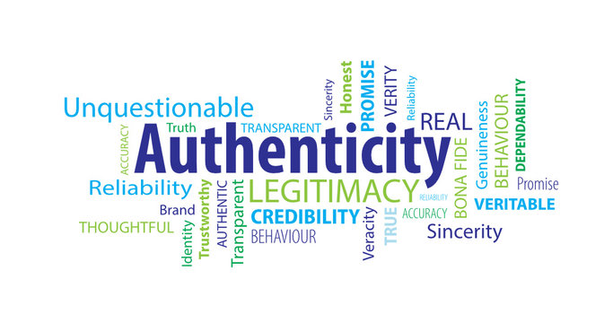 Authenticity Word Cloud on a White Background