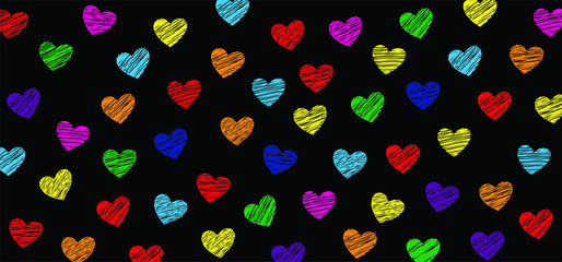 Fototapeta premium Love banner with heart symbol. Love heart month or happy singles day background. Happy valentines day on february 14 ( valentine, valentine’s day ) or romantic, wedding signs Fun vector romance quote