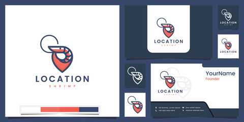 set logo location shrimp with line color concept logo design inspiration