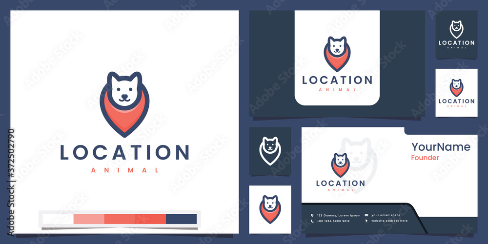 Wall mural set logo location animal with line color concept logo design inspiration