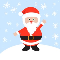 Print Vector cartoon icons of Christmas Santa Claus. Decorative elements. 
