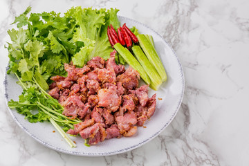 Fried fermented pork ribs tasty street food