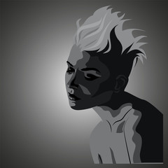 black and white vector portrait