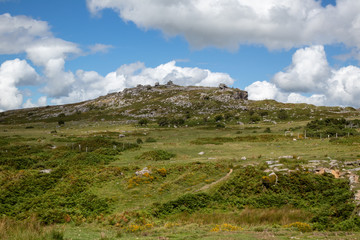 Fototapeta na wymiar Looking up at the Cheesewring on Stowe's hill Bodmin Moor Cornwall