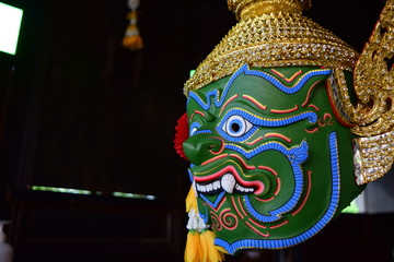 Naklejka premium Ravana mask or Ravana, the demon king in Khon Ramayana story, does not tune 2020 year.