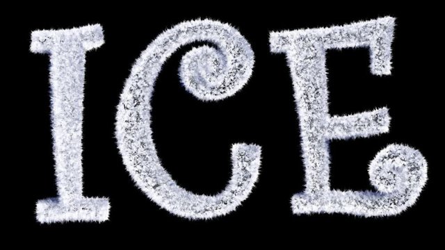 Ice Text forming with frost and a separate alpha channel spelling Ice