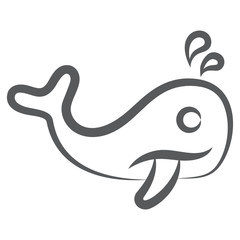 
Aquatic placental marine mammals, whale in doodle icon
