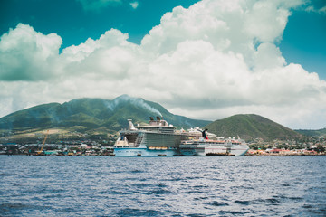 St Kitts Island, Leeward Islands. View from cruise port Zante, Basseterre.