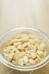 White beans after remove the skin in a glass bowl