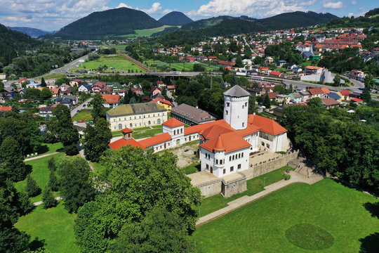 Aerial view of Budatinsky Castle in Zilina, Slovakia