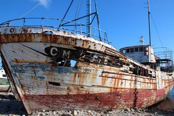 shipwreck in the port of camaret-sur-mer (brittany - france) 