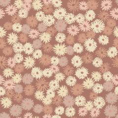 Pastel maroon palette seamless chrysanthemum pattern. Stylized botanic print.