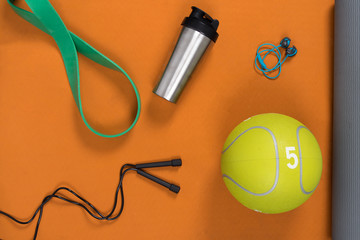 Array of gym and yoga equipment