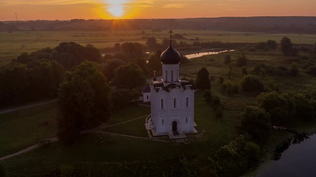 Aerial view of Church of the Intercession on the River Nerl