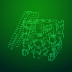 Cargo pallet for warehouse. Logistics shipping concept. Wireframe low poly mesh vector illustration.