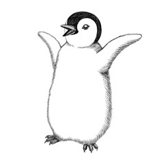 Happy penguin on a white background, illustration © Vladislav Vasiullin