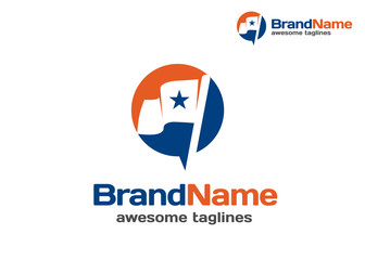 star flag circle color vector logo concept