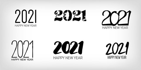 Obraz premium Set of Black and White 2021 Frame Happy New Year Card Design. 