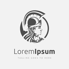 Goddess Athena logo vector. Woman Warrior Mascot Design.