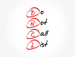 DNCL - Do Not Call List acronym, business concept background