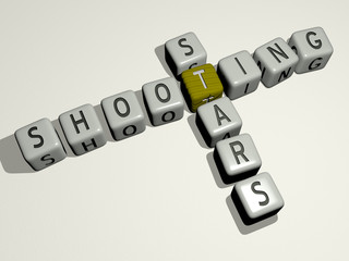 shooting stars crossword by cubic dice letters, 3D illustration for background and camera